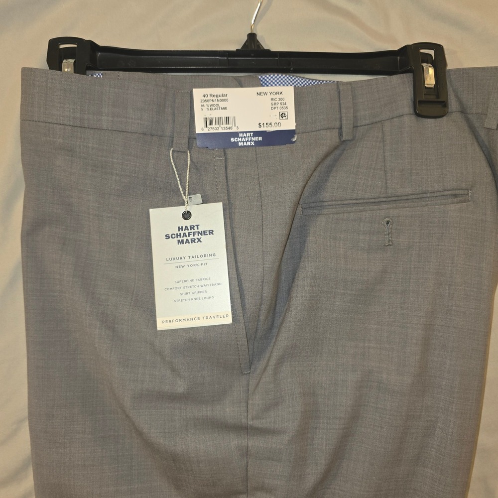Hart Schaffner Marx Dress Pants 40R Mens Gray Wool New York Fit Z050PN1N0000